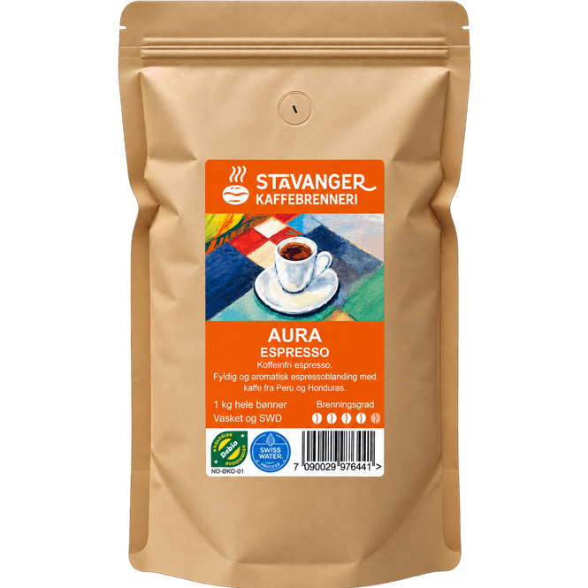 Hovedbilde Aura Espresso, 1kg koffeinfri og økologisk